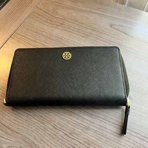 Tory Burch Continental Leather Wallet ( Black )